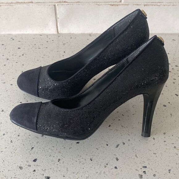 Monet Shoes - Monet Women’s Black Shimmery Glamorous Heels Pumps Size 6